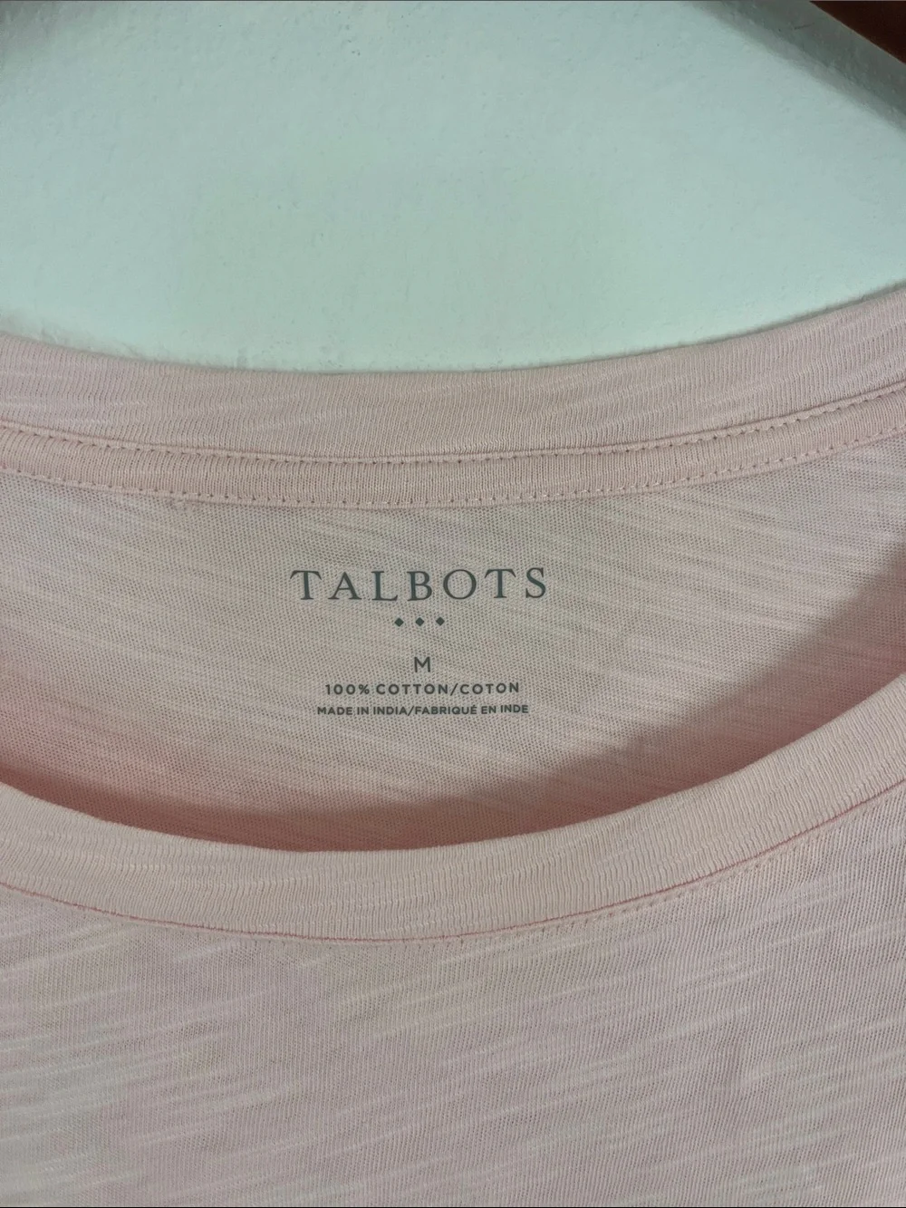 Talbots Light Pink Short Sleeve Cotton Scoop Neck Tee